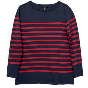 Forever 21 Navy and Red Striped Crew Neck Sweater